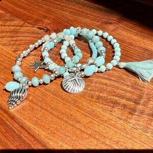 FINAL!  Beachy 4-Piece Set of Blue Bangles/Bracelets